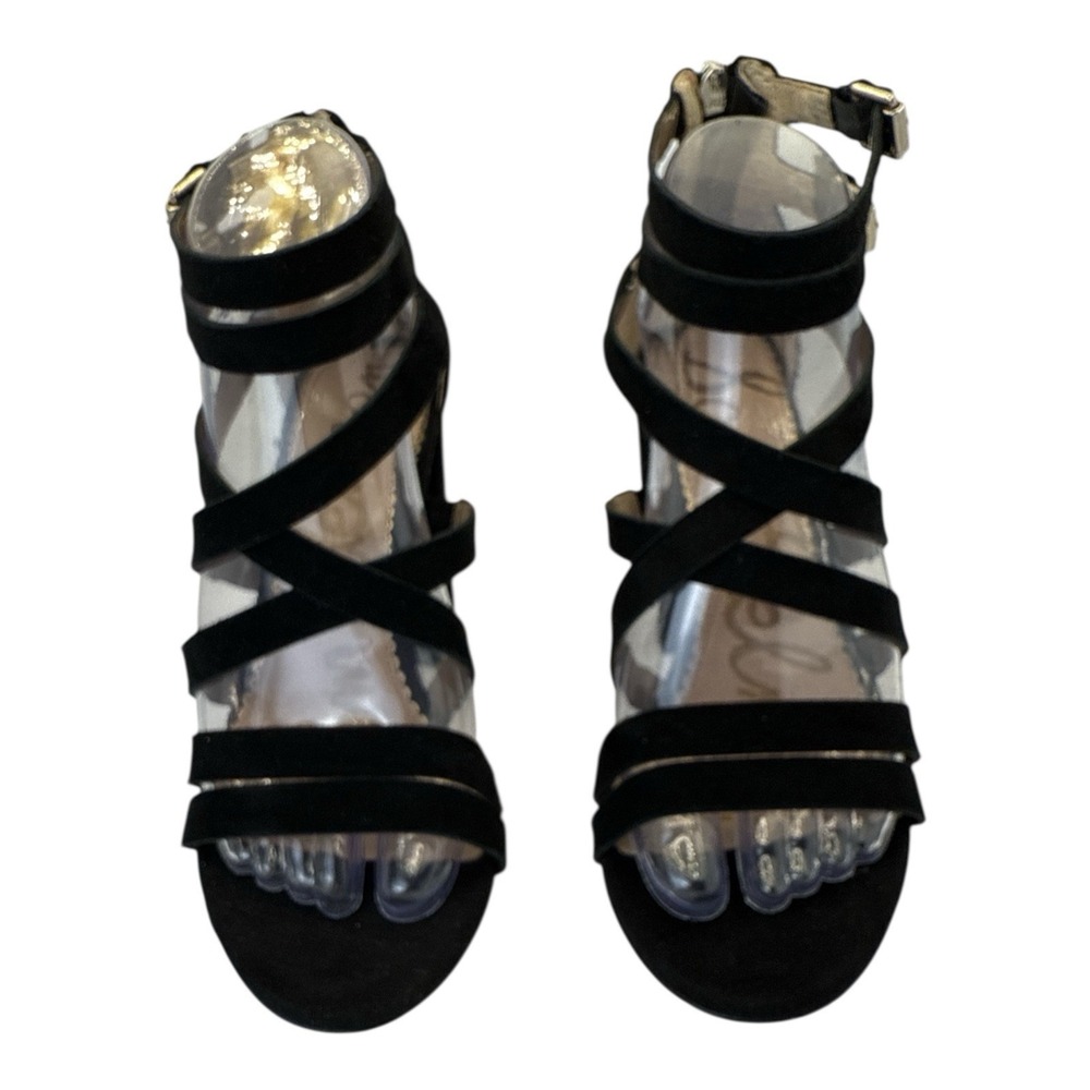 Sam Edelman Women's Black‎ Suede Yema Strappy Sandal Block Heels Size 7.5 - Picture 2 of 9